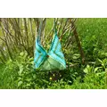 unique crochet bag: a masterpiece made from green-blue yarn, handcrafted with meticulous attention to detail online kaufen bei ankrela "andrea's kreativ laden"