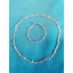 unique necklace and bracelet made of copper-silver wire with small glass beads online kaufen bei ankrela "andrea's kreativ laden"