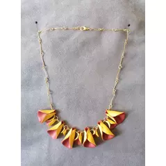 blossom enchantment: handcrafted gold wire necklace with vibrant polymer clay flower petals online kaufen bei ankrela "andrea's kreativ laden"