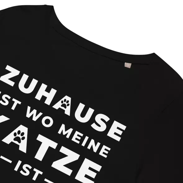 organic ladies t-shirt "zuhause ist wo meine katze ist" online kaufen bei shomugo gmbh