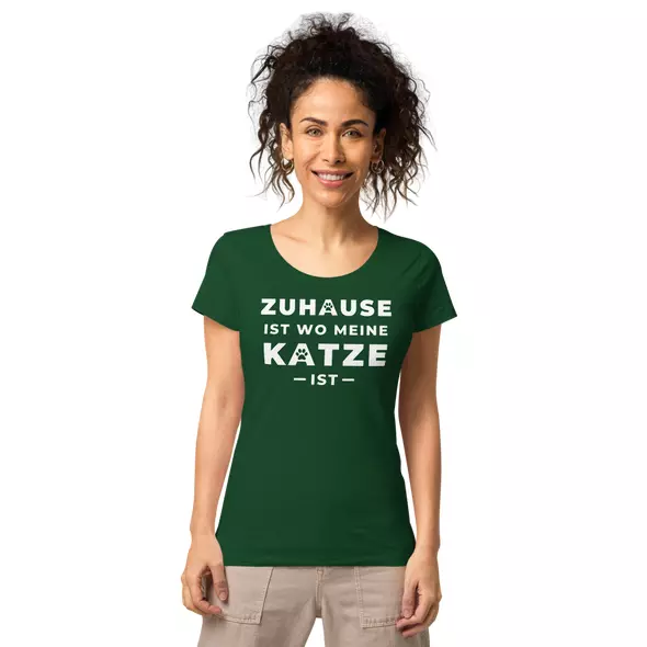 organic ladies t-shirt "zuhause ist wo meine katze ist" online kaufen bei shomugo gmbh