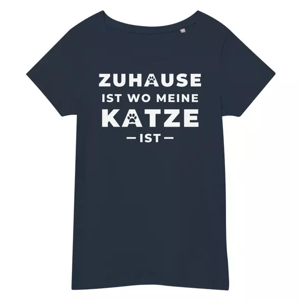 Bio Damen T-Shirt "Zuhause ist wo meine Katze ist"