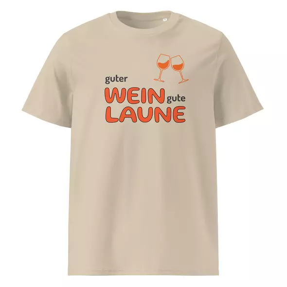 "guter wein. gute laune." t-shirt in kooperation mit orange & natural wines – genussvoll stilvoll online kaufen bei shomugo gmbh